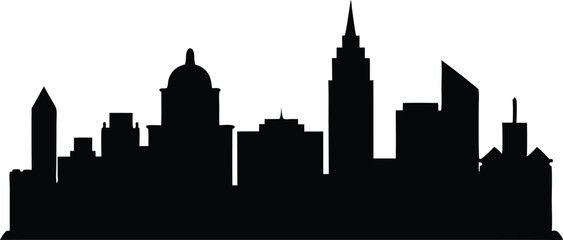 Boston City Skyline black silhouette vector,City Skyline illustration