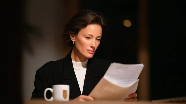 Lawyer reviews a plea deal in a dimly lit office setting