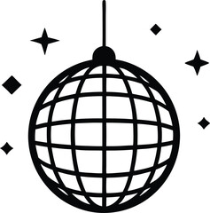 Disco ball icon, Disco ball with sparkel silhouette vector illustration