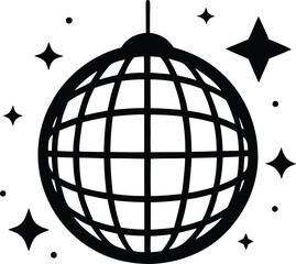 Disco ball icon, Disco ball with sparkel silhouette vector illustration