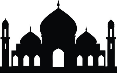 islamic mosque  black silhouette vector,Arabic architecture mosque illustration