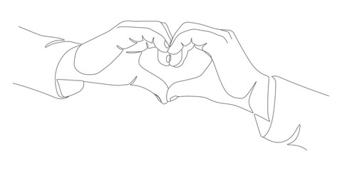 Hands Forming Heart Gesture – Minimalist Continuous‑Line Love Illustration