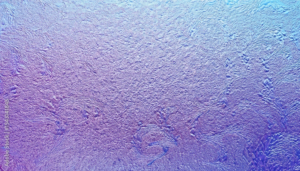 Poster crystalized frosted glass texture in blue and violet gradient with abstract ice patterns for web des