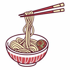 Noodles vector silhouette illustration isolated on white background