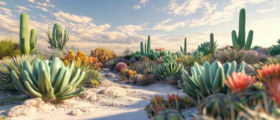 Gigapixel quality exploration of desert plants in high-fidelity arid landscapes