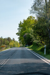 Fototapeta premium Country road in Sweden, drivers perspective