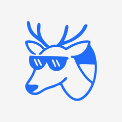 Blue stylized deer head with sunglasses