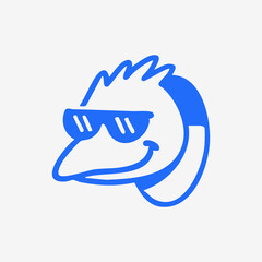 Blue cartoon animal with sunglasses