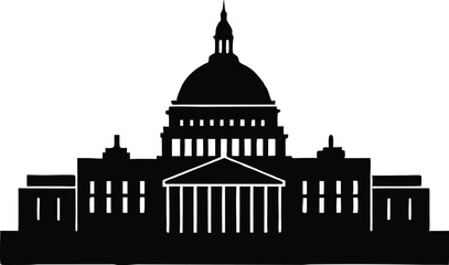 Washington Capitol building skyline,Washington skyline silhouette vector illustration