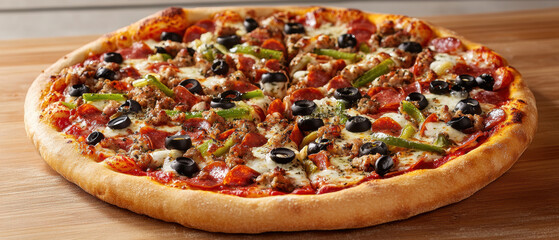 Artisanal pizza fresh from the oven a culinary delight in a rustic kitchen setting