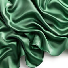 Obraz premium Emerald green silk fabric showcasing deep folds and soft shadows, evoking luxury and elegance in a minimalist setting