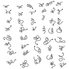 Hand-Drawn Swirling Arrows: Dynamic Directional Set