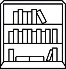 Online Course Library Shelf Icon vector Line art illustration