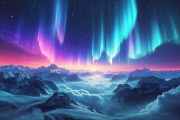 Naklejka premium Stunning Turquoise Aurora in Vibrant Astral Background for Interstellar Travel