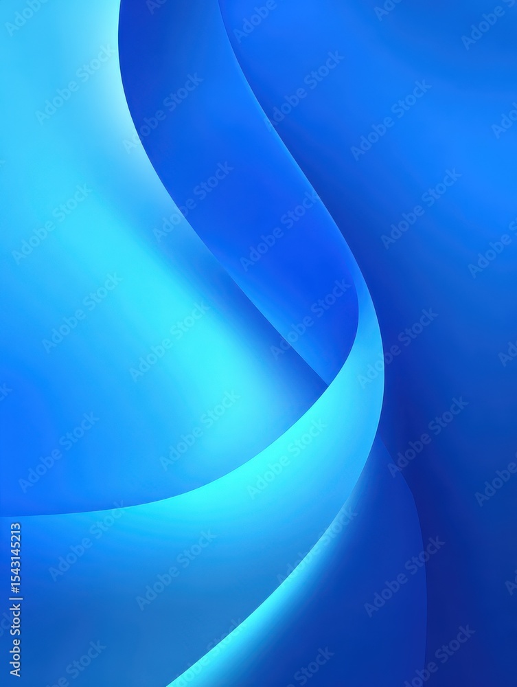 Poster abstract blue background with smooth curved shape by blue color with blurred lines and subtle gradie