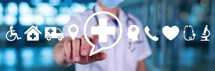 Medical assistance icons displayed by a medical professional.