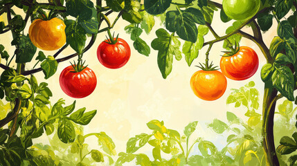 Harvesting vibrant tomatoes in a lush garden nature scene high-fidelity vivid colors