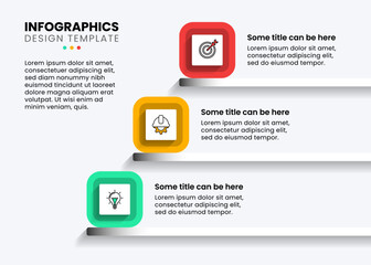 Infographic template. Staircase with 3 squares and icons