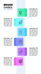 Infographic template. Vertical glass line with 6 steps