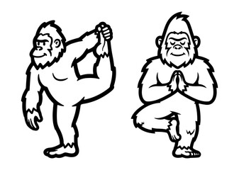 bigfoot doing yoga, pilates yeti sketch