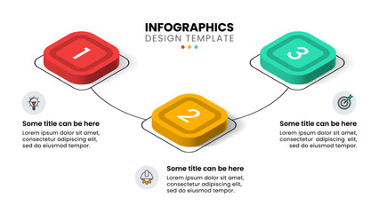 Infographic template. Line with 3 steps and isometric squares