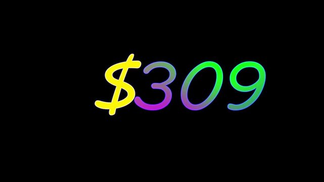  Animated Money Number Counter from 0 to 550 Dollars ,Number, count, dollar counting, business, profit, count Dollars and digits increasing Counting Numbers realistic sign on the brick wall animation