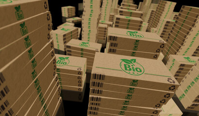 Bio organic box pack 3d illustration