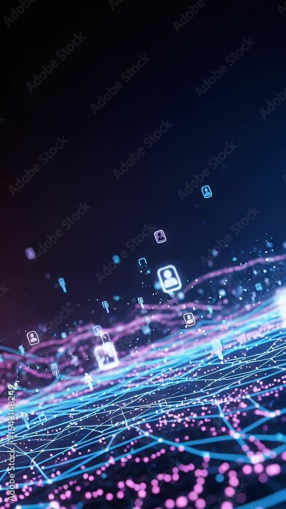 Poster abstract data network connection blue and pink digital background