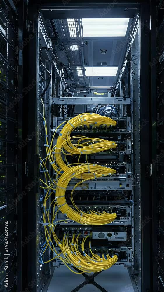 Poster abstract data server center internet network room and cable