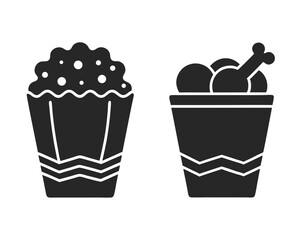 Fried chicken icon  vector silhouette illustration isolated on white background