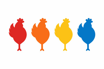 set of Fried chicken icon  vector silhouette illustration isolated on white background