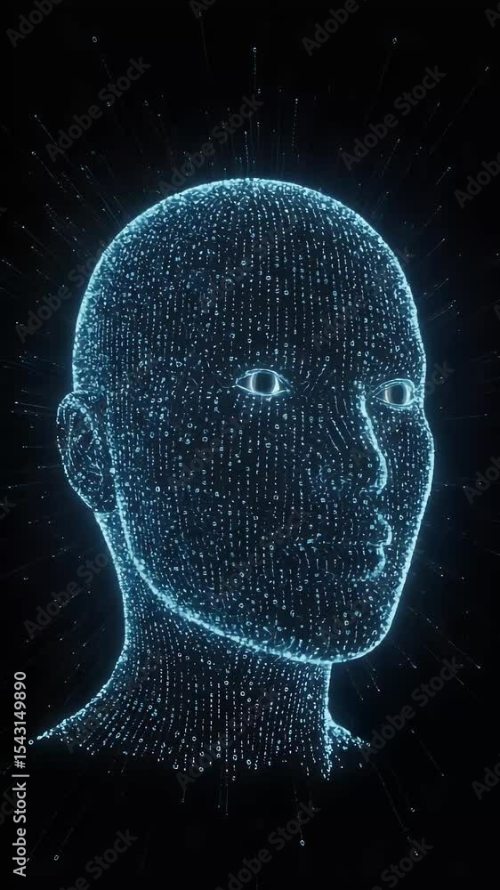 Poster abstract face digital technology data artificial intelligence