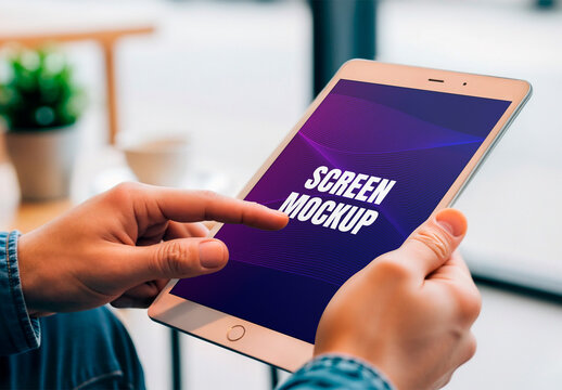 Tablet Mockup in a Hands-on Lifestyle Setting