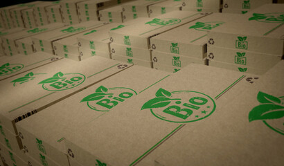 Bio organic box pack 3d illustration