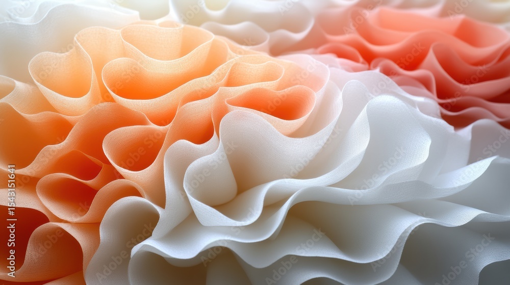 Poster abstract peach cream fabric waves cascade into soft folds creating a gentle serene textural backgrou