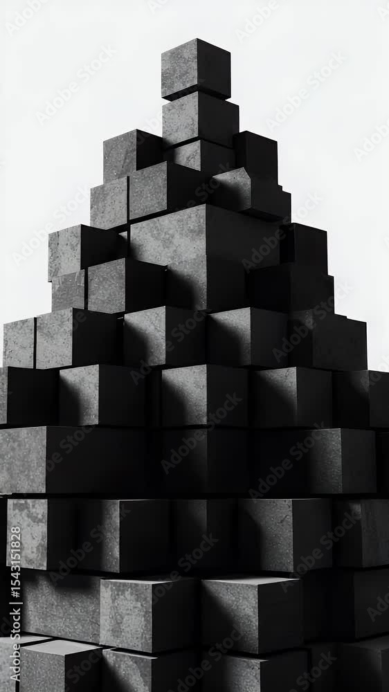 Aufkleber abstract geometric cube pyramid gray minimal background 3d