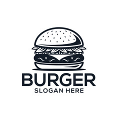 Burger silhouette logo vector line art logo design