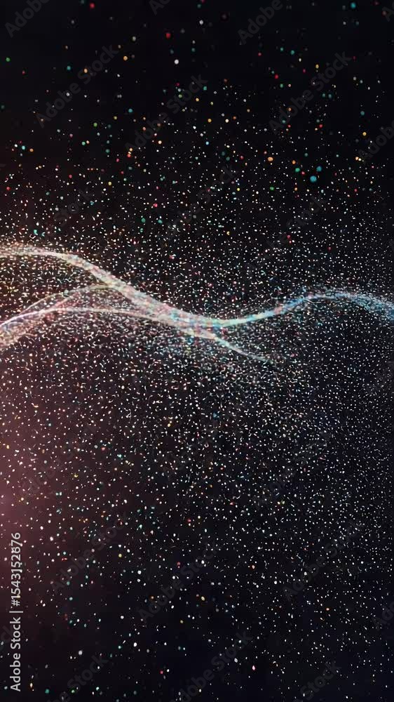 Poster abstract glitter particle wave dark background motion design