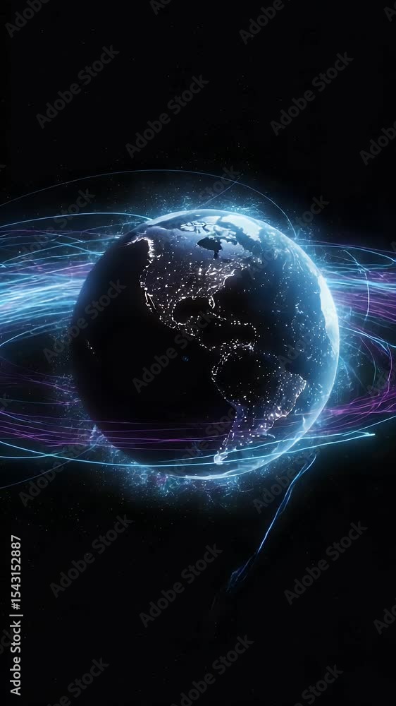 Poster abstract globe earth global connection digital network data