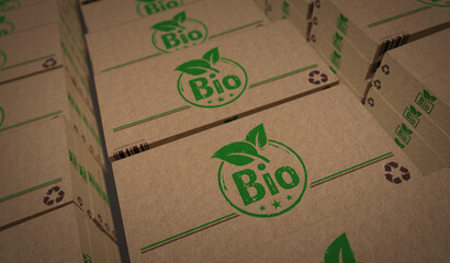 Bio organic box pack 3d illustration