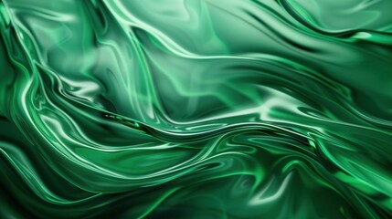 Obraz premium Fluid wave pattern in glossy emerald green with rich texture for artistic background design