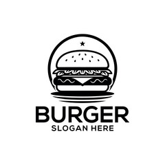 Burger silhouette logo vector line art logo design