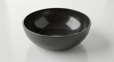 Empty black bowl on white background