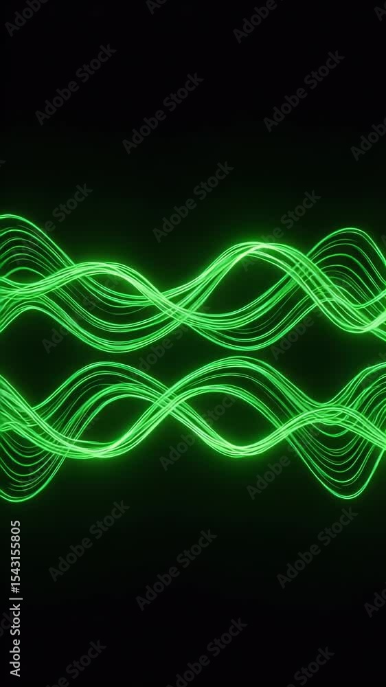 Poster abstract green glowing line wave motion pattern background
