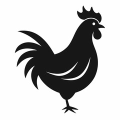 Chicken vector silhouette illustration isolated on white background