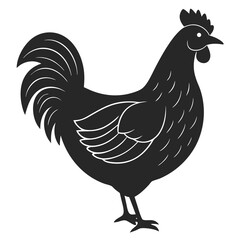 Chicken vector silhouette illustration isolated on white background