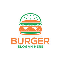 Burger silhouette logo vector line art logo design