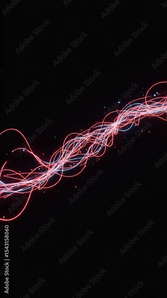 Poster abstract lines red dots light illuminated motion stream dark