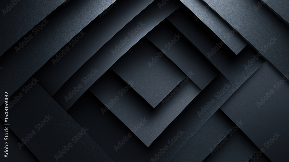 Poster overlapping dark geometric shapes create sophisticated architectural patterns with dimensional depth