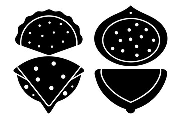 set of Chapati vector silhouette illustration isolated on white background